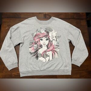 Disney Princess Ariel Little Mermaid Grey Sweatshirt Women's size XXL